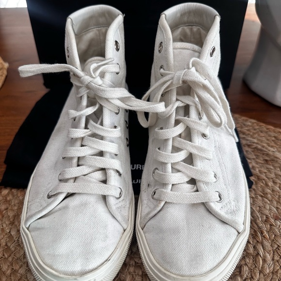 Saint Laurent White High-Top Sneakers Canvas Style - Picture 6 of 11